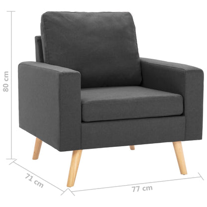 2Dílná Sedací Souprava Textil Tmavě Šedá