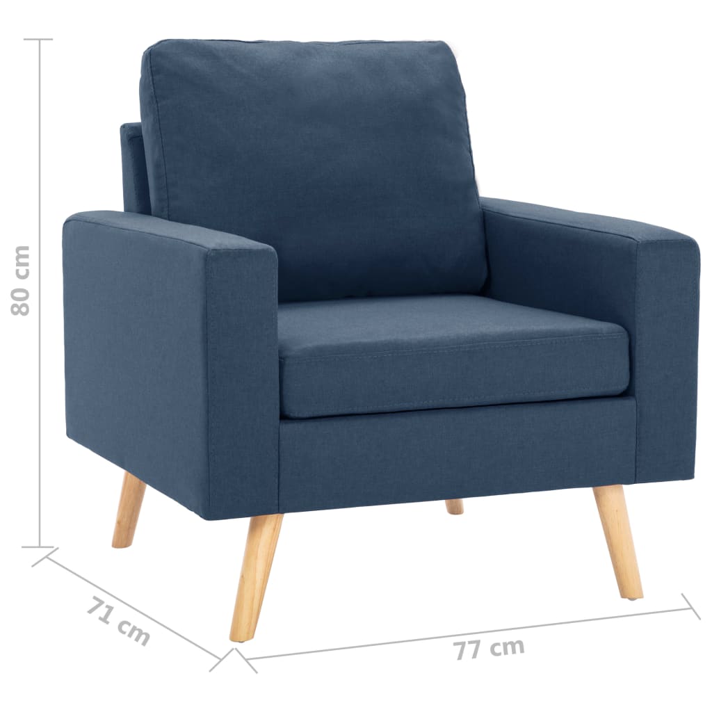 2Dílná Sedací Souprava Textil Modrá