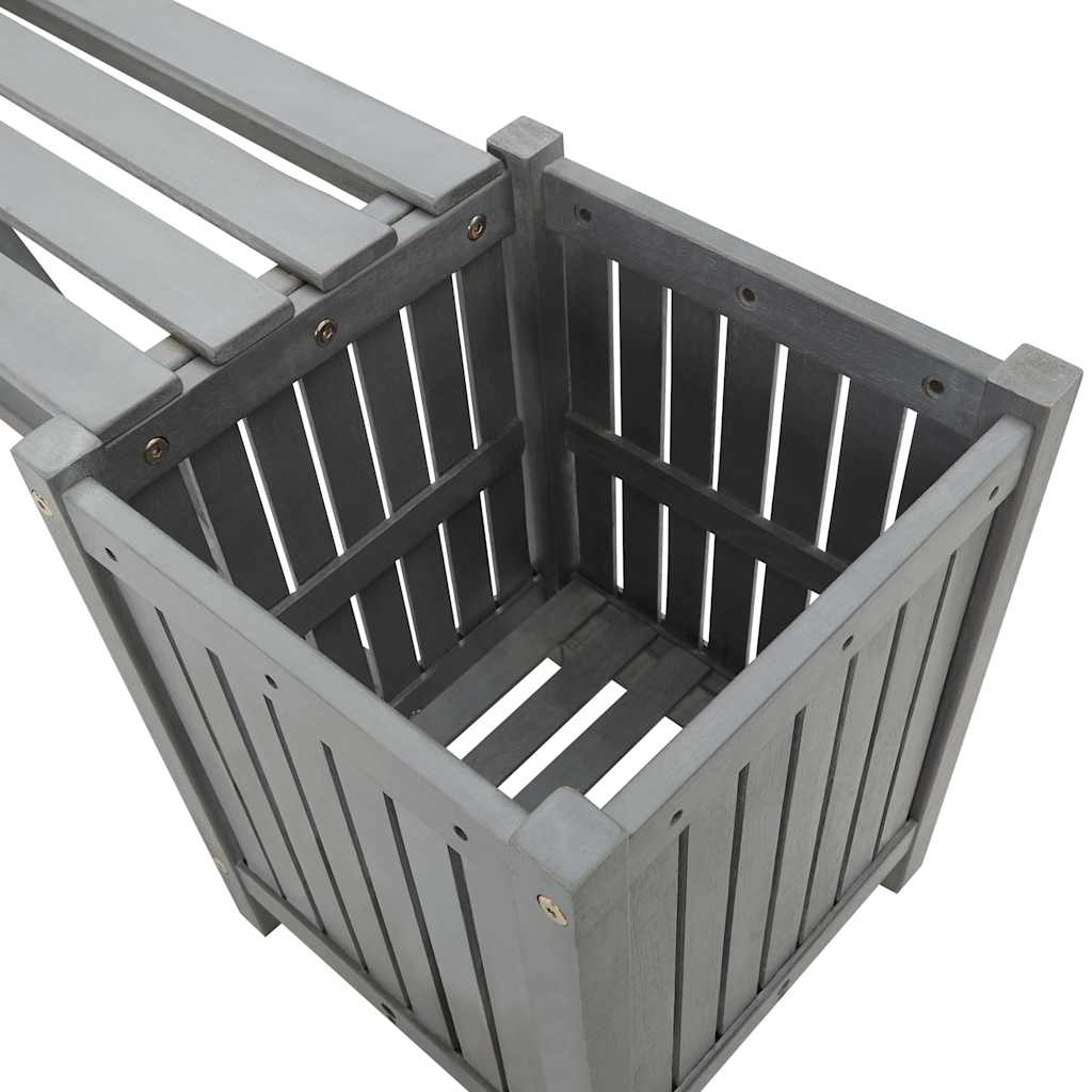 Zahradní Lavice Se 2 Truhlíky 150 Cm Masivní Akácie Šedá Šedá