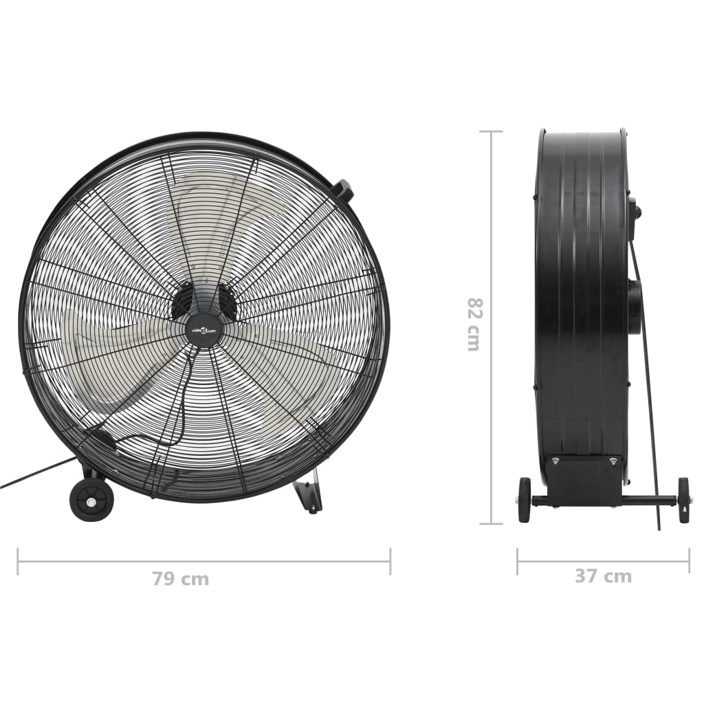 Průmyslový Bubnový Ventilátor 77 Cm 187,7 W Černý