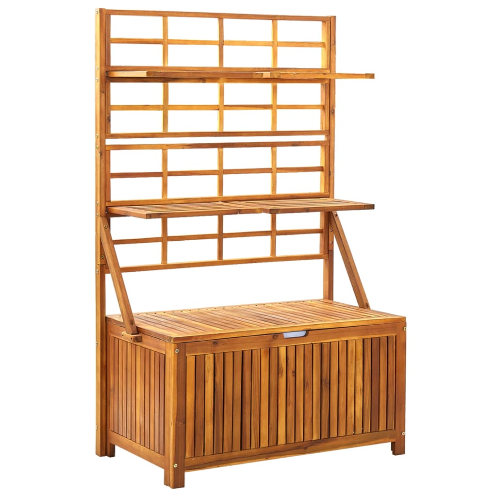 Úložný Box S Treláží 99 X 55 X 160 Cm Masivní Akáciové Dřevo