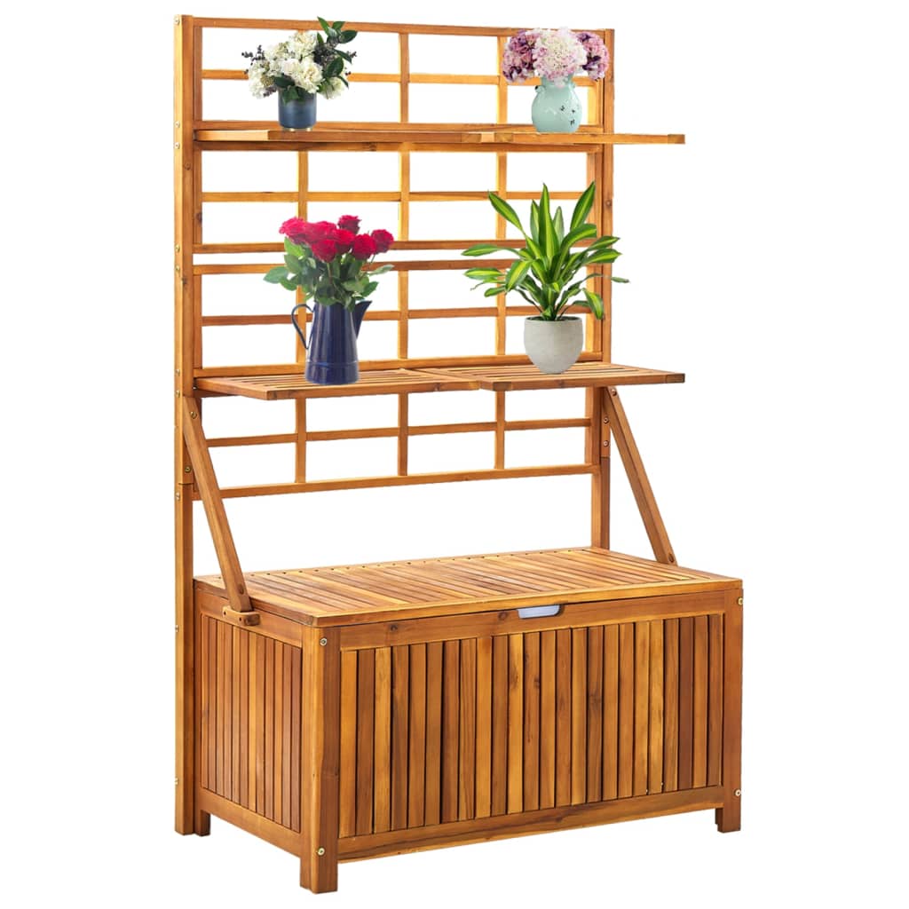 Úložný Box S Treláží 99 X 55 X 160 Cm Masivní Akáciové Dřevo