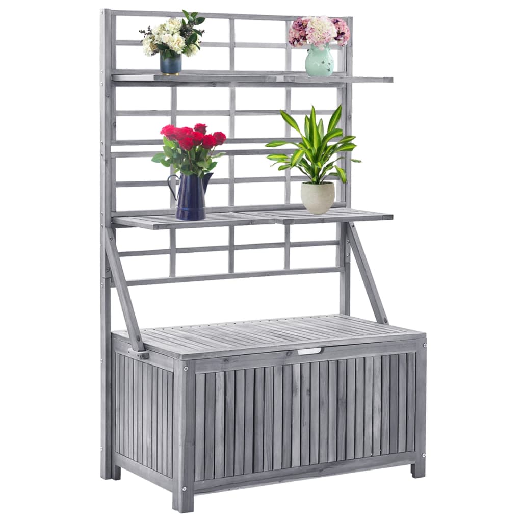 Úložný Box S Treláží 99 X 55 X 160 Cm Masivní Akáciové Dřevo