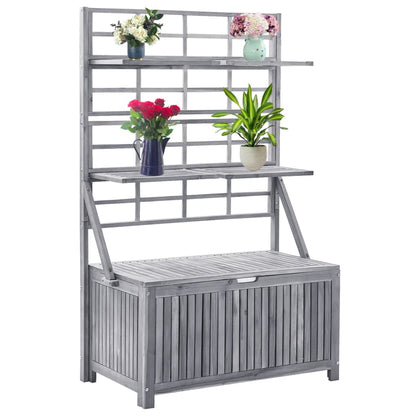 Úložný Box S Treláží 99 X 55 X 160 Cm Masivní Akáciové Dřevo