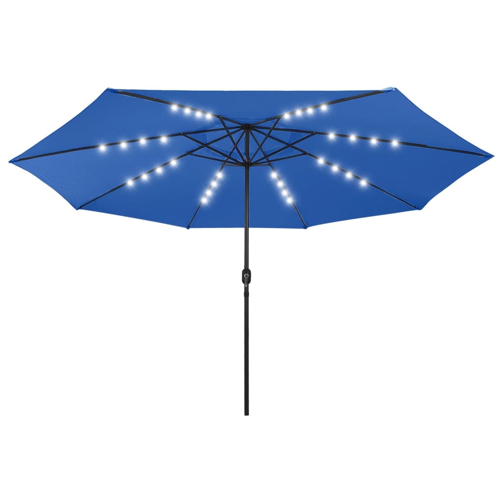 Zahradní Slunečník S Led Osvětlením 400 Cm Azurově Modrý