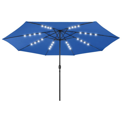 Zahradní Slunečník S Led Osvětlením 400 Cm Azurově Modrý