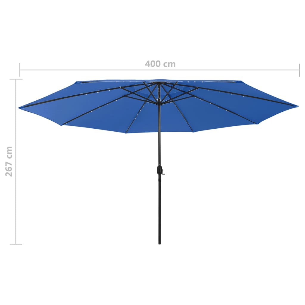 Zahradní Slunečník S Led Osvětlením 400 Cm Azurově Modrý