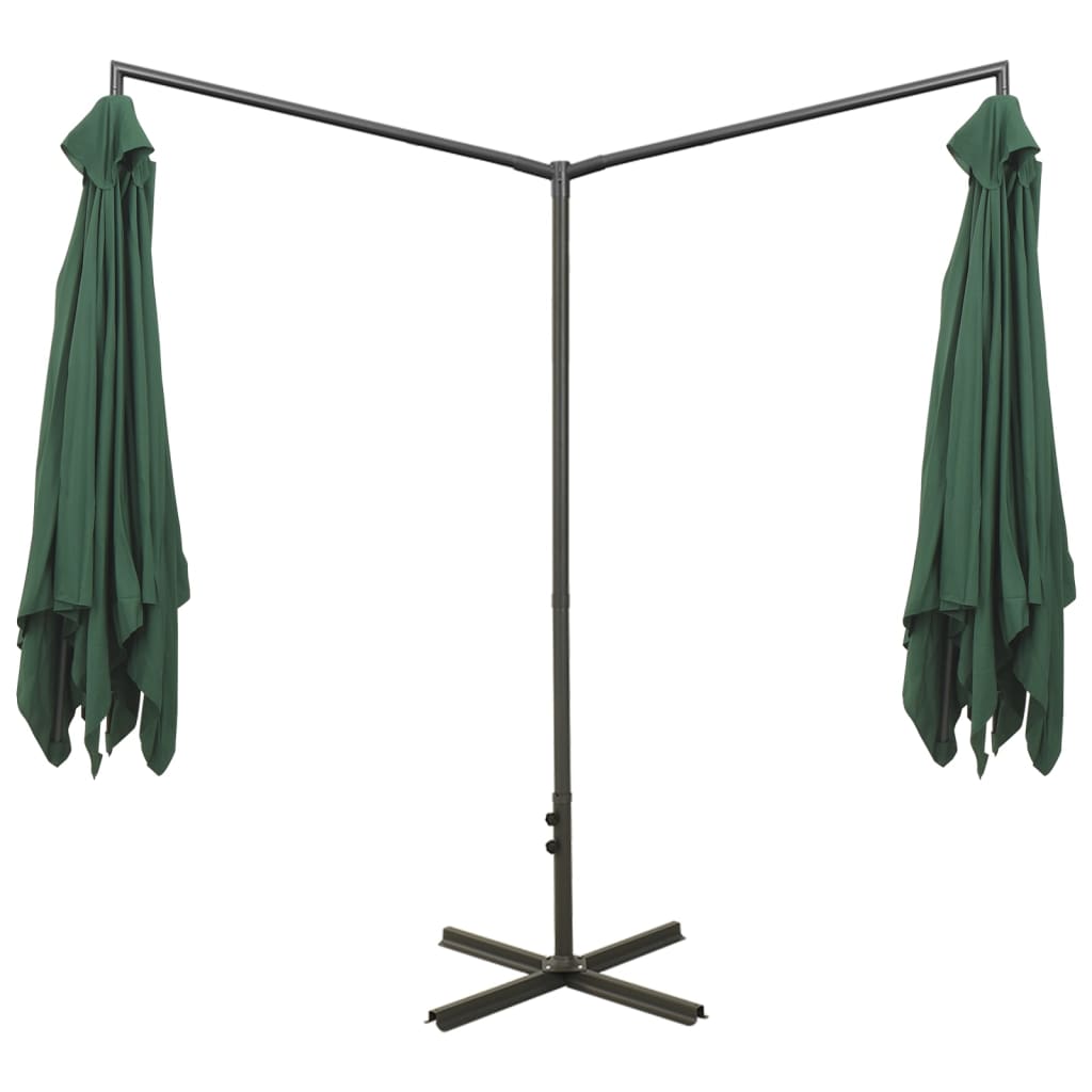 Dvojitý Zahradní Slunečník S Ocelovou Tyčí Zelený 600 X 300 Cm