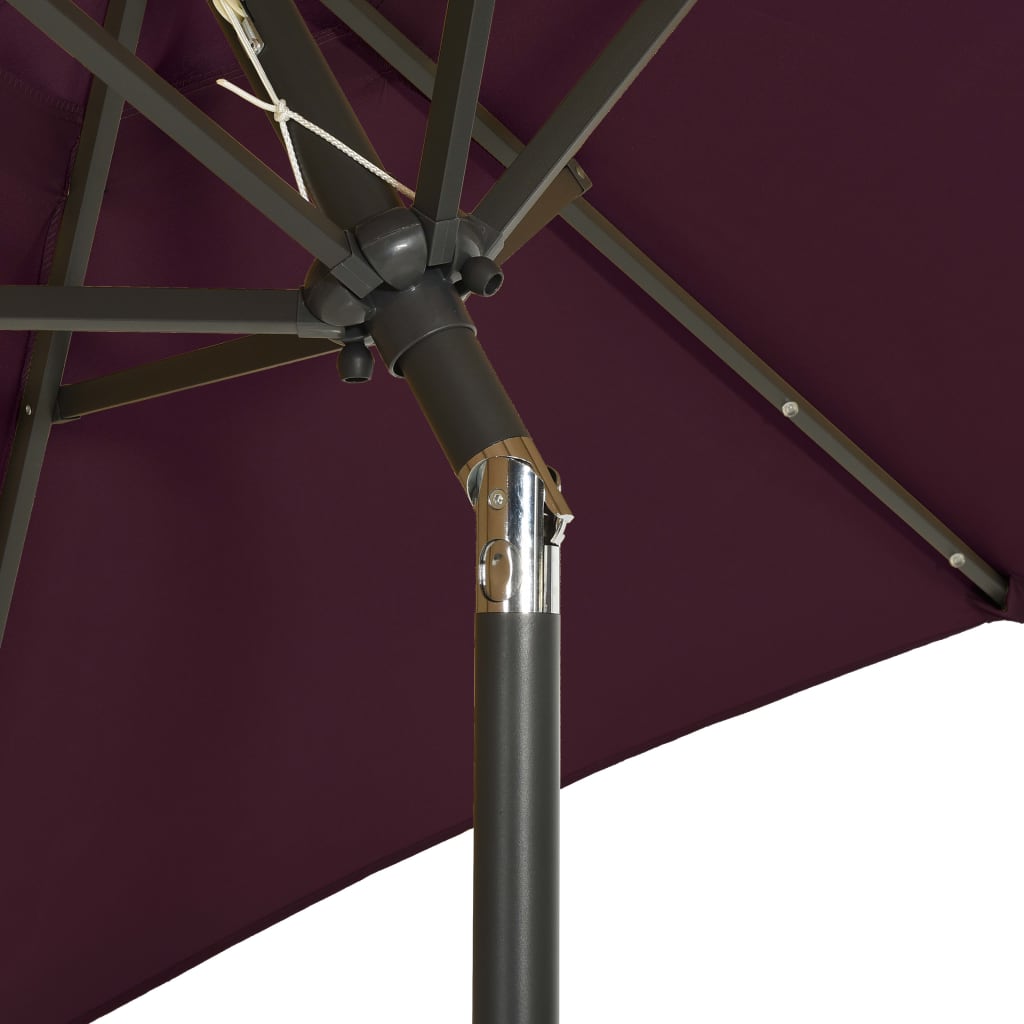 Zahradní Slunečník S Led Osvětlením Bordó 200 X 211 Cm Hliník