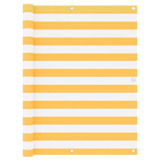 Balkónová Zástěna Bílo-Žlutá Oxfordská Látka Bílá A Žlutá