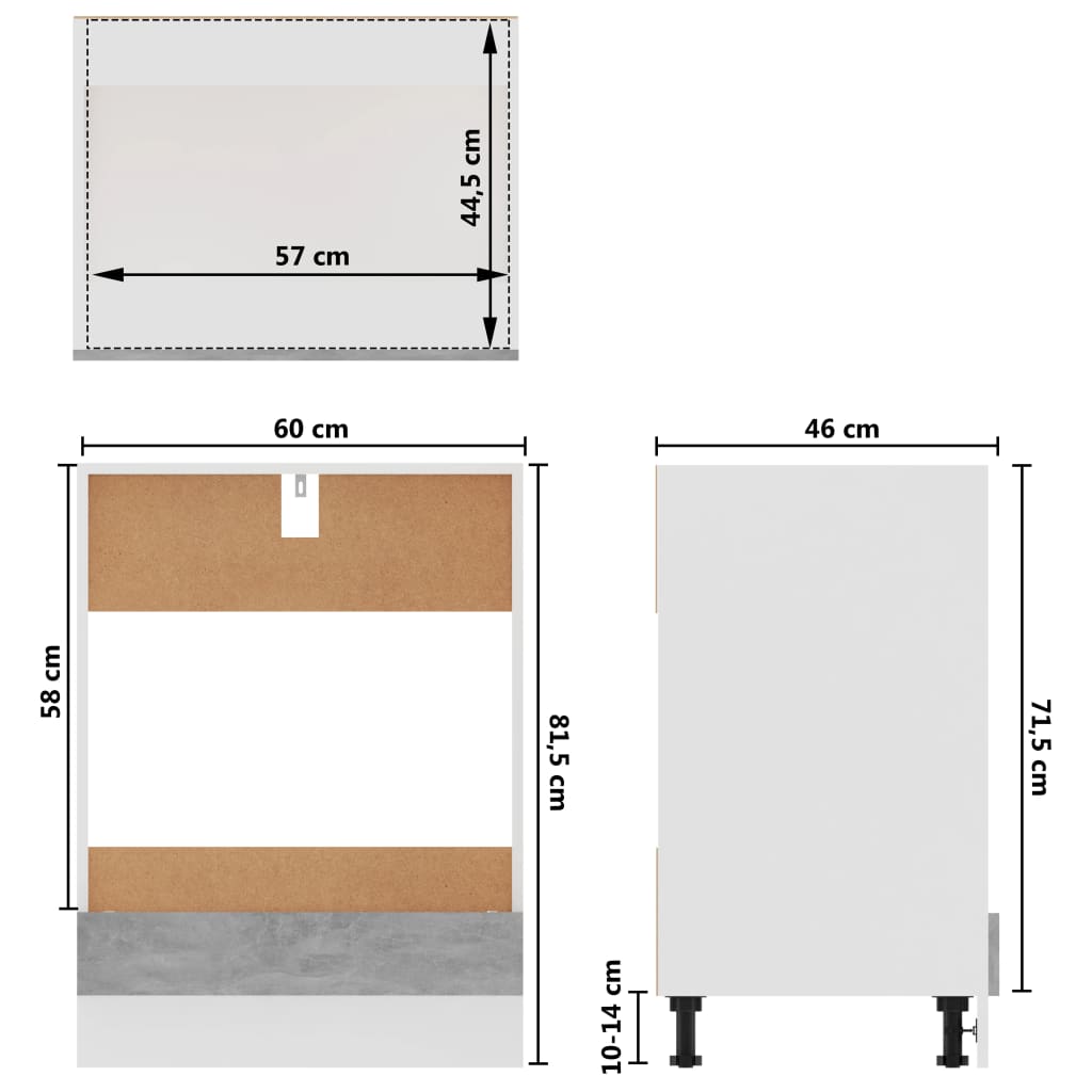 Skříňka Na Troubu Riga Betonově Šedá 60X46X81,5 Cm Kompozit Betonová Šedá