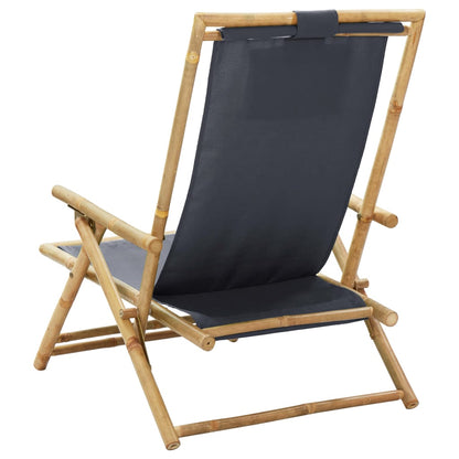 Polohovací Relaxační Křeslo Tmavě Šedé Bambus A Textil