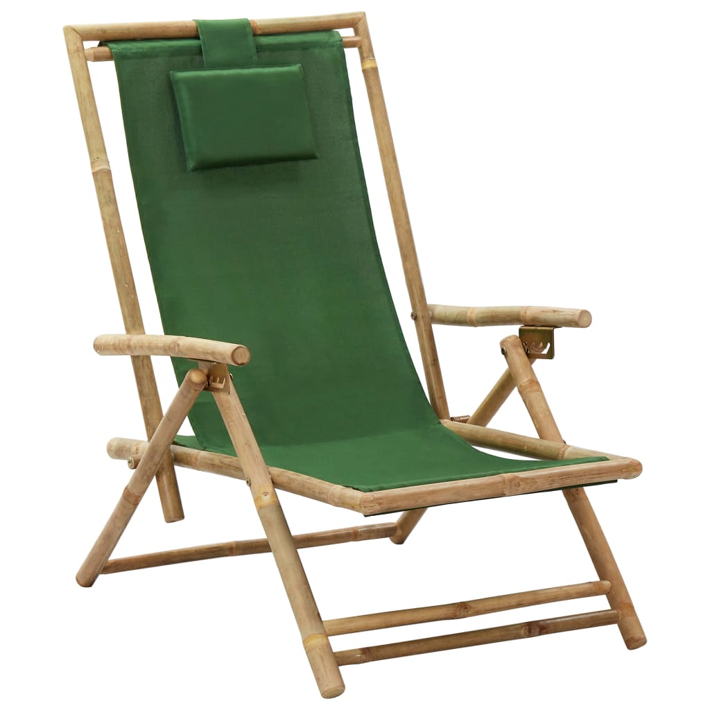 Polohovací Relaxační Křeslo Tmavě Šedé Bambus A Textil