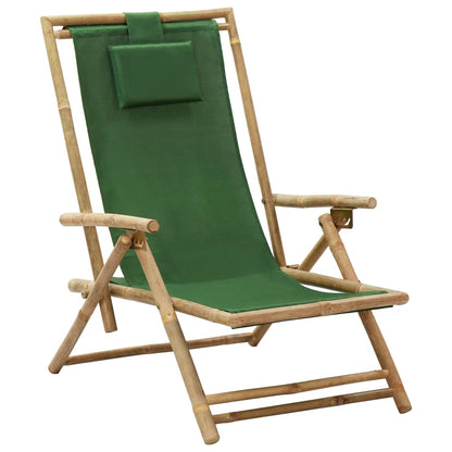 Polohovací Relaxační Křeslo Tmavě Šedé Bambus A Textil