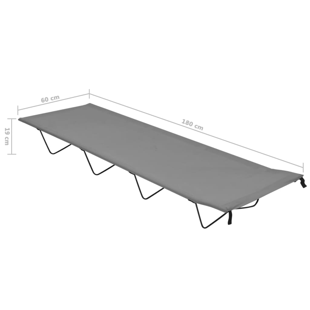Kempingová Postel 180 X 60 X 19 Cm Oxfordská Látka A Ocel Šedá