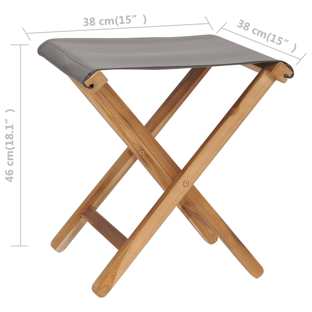 Skládací Židle 2 Ks Masivní Teakové Dřevo A Textil Tmavě Šedé