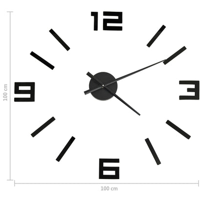 3D Nástěnné Hodiny Moderní Design Černé 100 Cm Xxl