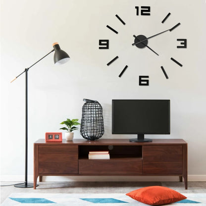 3D Nástěnné Hodiny Moderní Design Černé 100 Cm Xxl