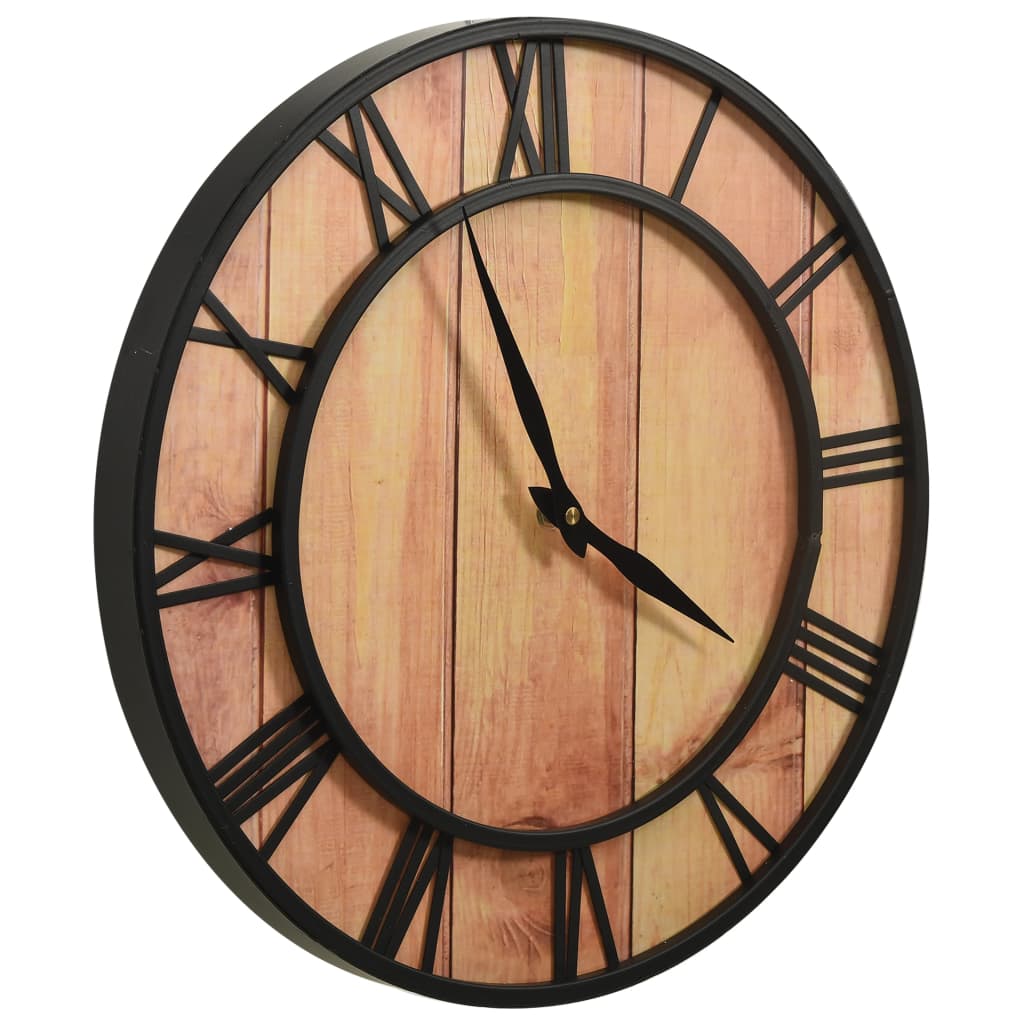 325172  Wall Clock 39 Cm Brown And Black Mdf And Iron