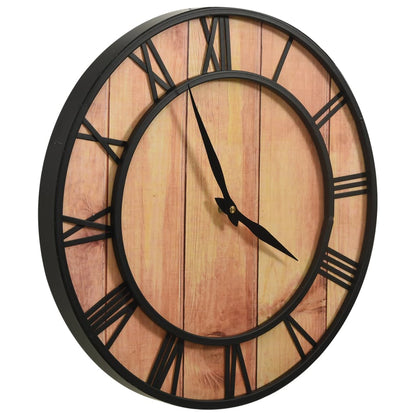 325172  Wall Clock 39 Cm Brown And Black Mdf And Iron
