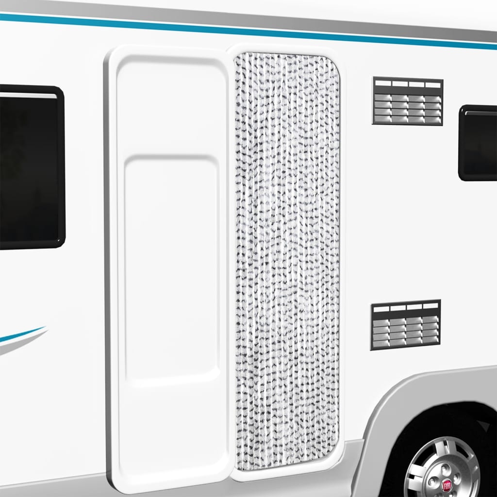 Závěs Proti Hmyzu Bílý A Tmavě Šedý Chenille Světle A Tmavě Šedá