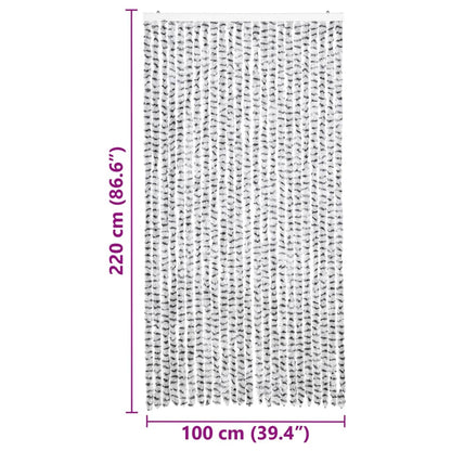 Závěs Proti Hmyzu Bílý A Tmavě Šedý Chenille Světle A Tmavě Šedá