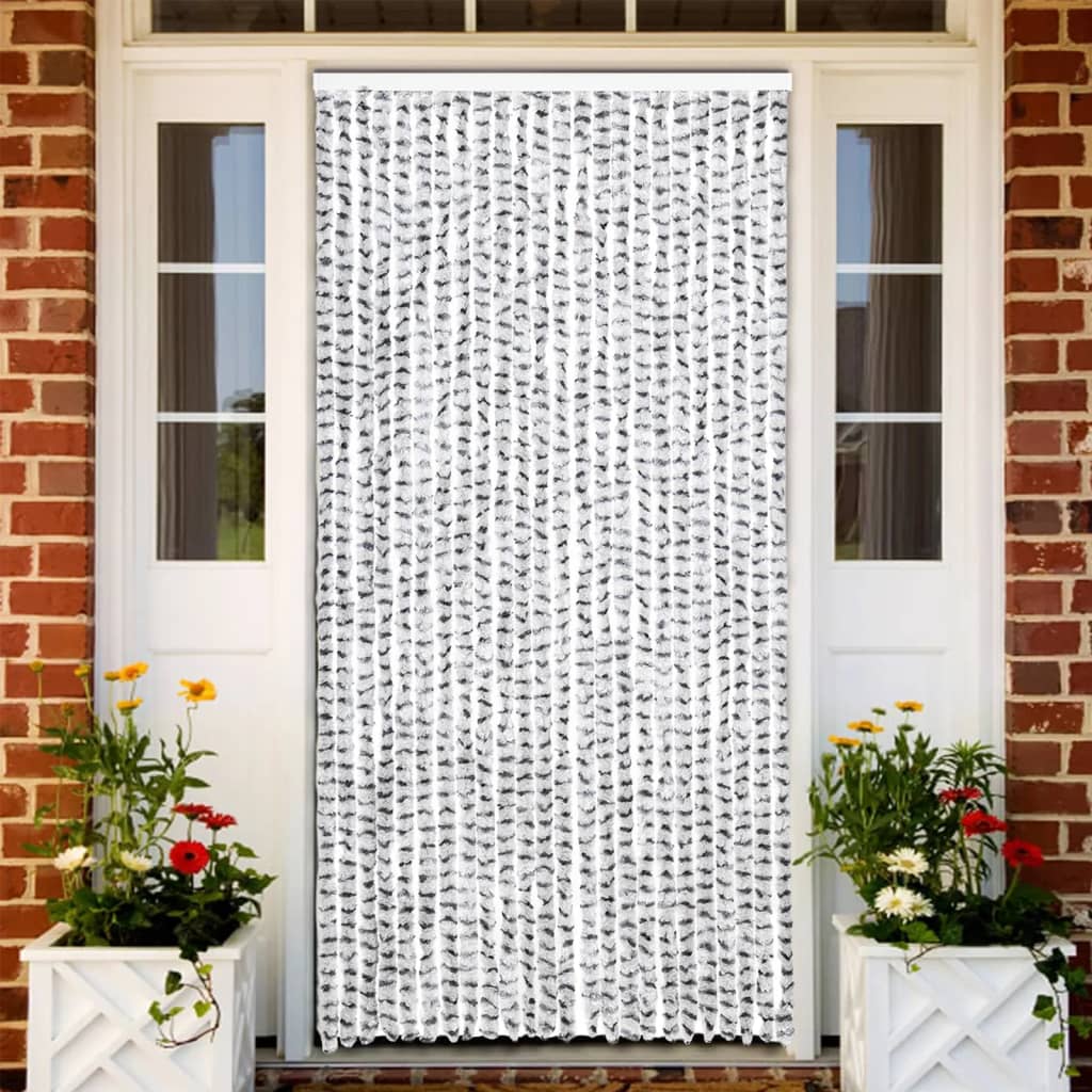 Závěs Proti Hmyzu Bílý A Tmavě Šedý Chenille Světle A Tmavě Šedá