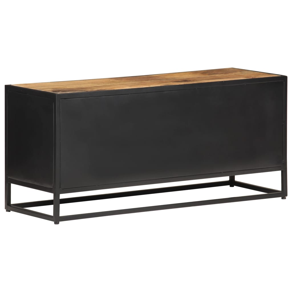 Tv Stolek 90X30X40 Cm Hrubý Masivní Mangovník A Přírodní Rákos