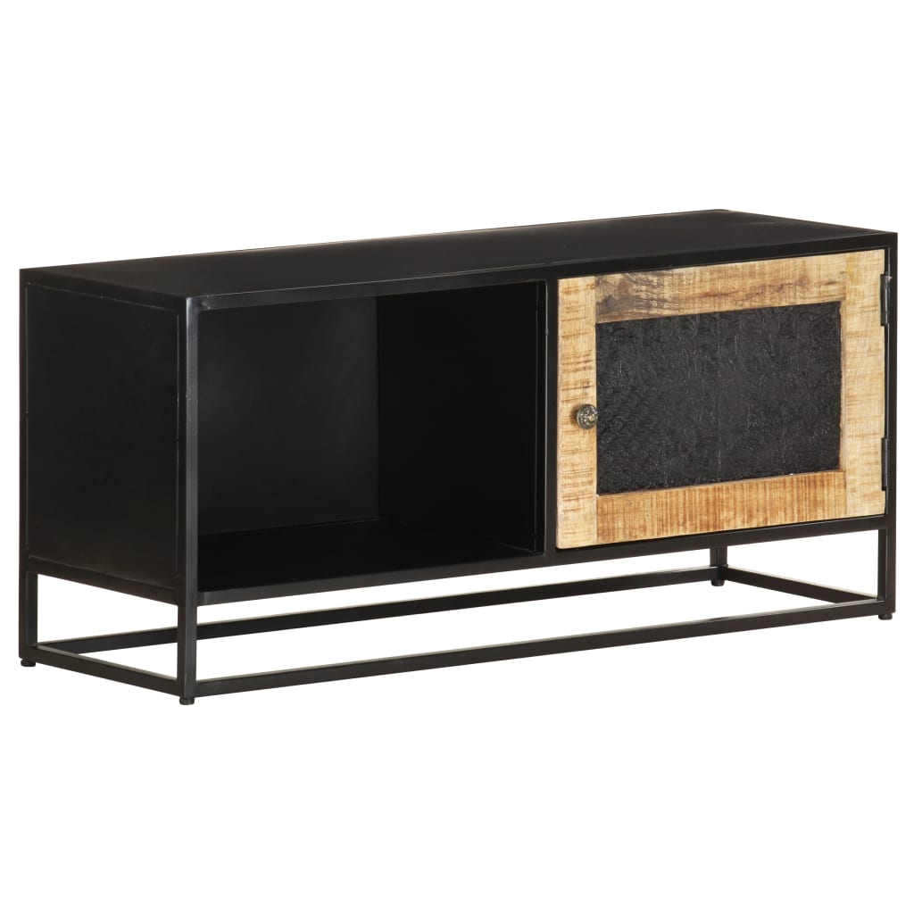 Tv Stolek 90 X 30 X 40 Cm Hrubé Mangovníkové Dřevo Černá