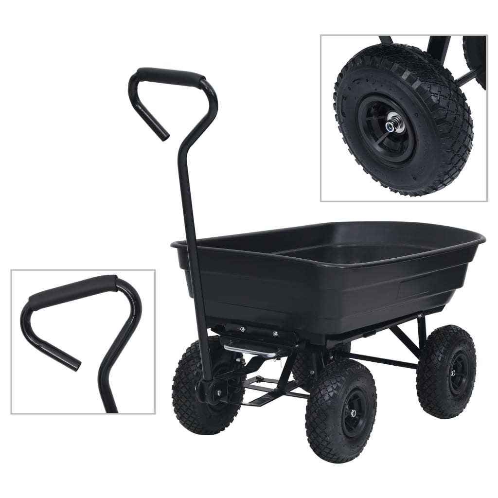 Zahradní Sklápěcí Ruční Vozík 300 Kg 75 L Černý