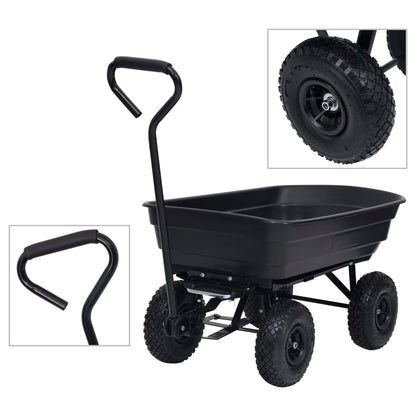 Zahradní Sklápěcí Ruční Vozík 300 Kg 75 L Černý