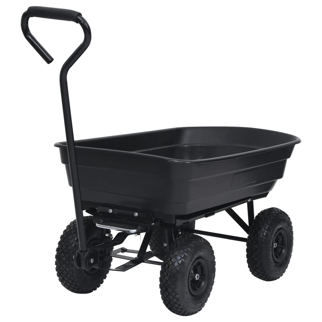 Zahradní Sklápěcí Ruční Vozík 300 Kg 75 L Černý