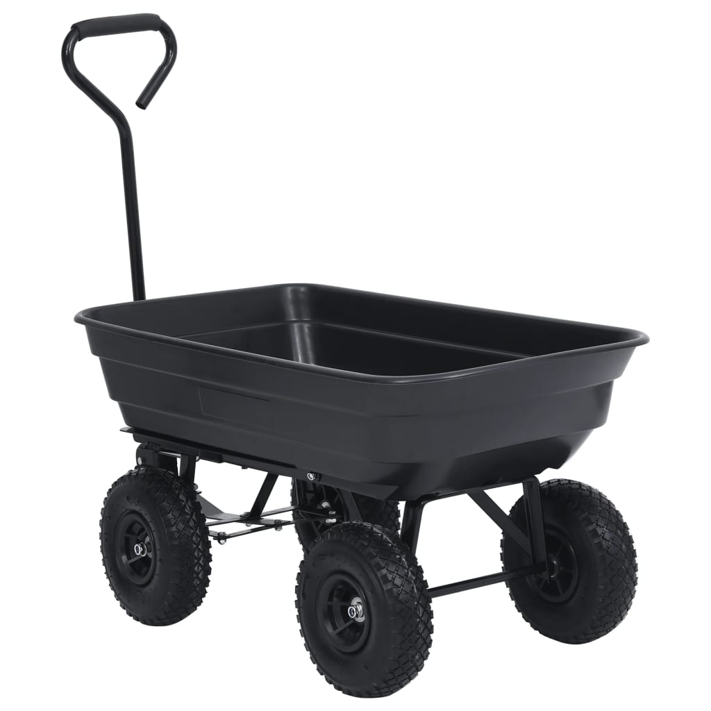 Zahradní Sklápěcí Ruční Vozík 300 Kg 75 L Černý