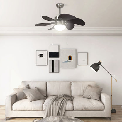 Stropní Ventilátor Se Světlem 76 Cm Tmavě Hnědý