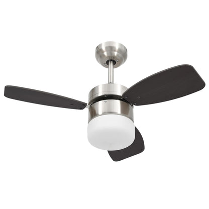 Stropní Ventilátor Světlo A Dálkový Ovladač 76 Cm Tmavě Hnědý