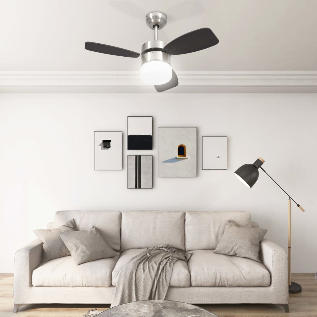 Stropní Ventilátor Světlo A Dálkový Ovladač 76 Cm Tmavě Hnědý