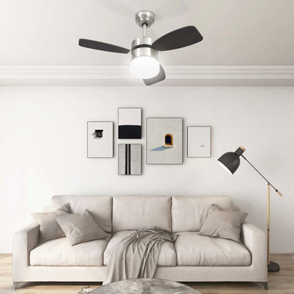 Stropní Ventilátor Světlo A Dálkový Ovladač 76 Cm Tmavě Hnědý