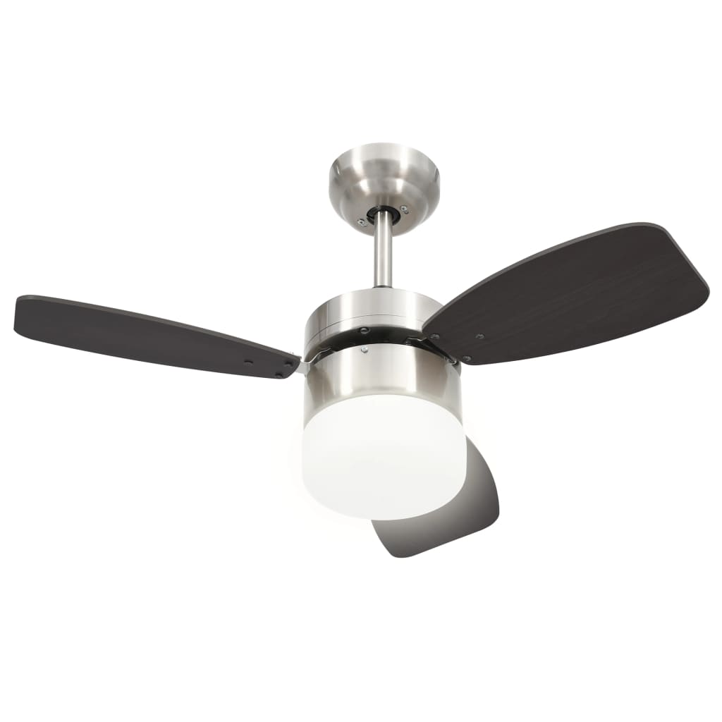 Stropní Ventilátor Světlo A Dálkový Ovladač 76 Cm Tmavě Hnědý