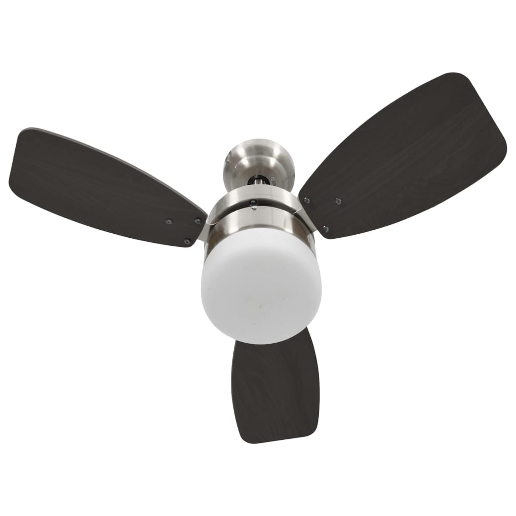 Stropní Ventilátor Světlo A Dálkový Ovladač 76 Cm Tmavě Hnědý