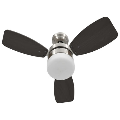 Stropní Ventilátor Světlo A Dálkový Ovladač 76 Cm Tmavě Hnědý