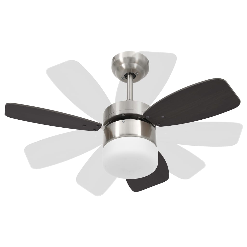 Stropní Ventilátor Světlo A Dálkový Ovladač 76 Cm Tmavě Hnědý
