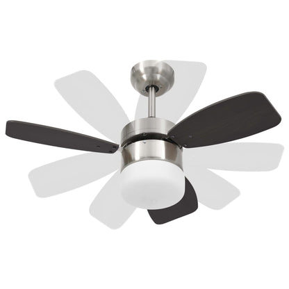 Stropní Ventilátor Světlo A Dálkový Ovladač 76 Cm Tmavě Hnědý