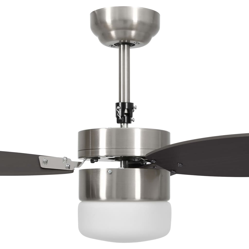 Stropní Ventilátor Světlo A Dálkový Ovladač 76 Cm Tmavě Hnědý