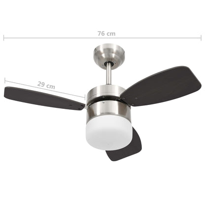 Stropní Ventilátor Světlo A Dálkový Ovladač 76 Cm Tmavě Hnědý