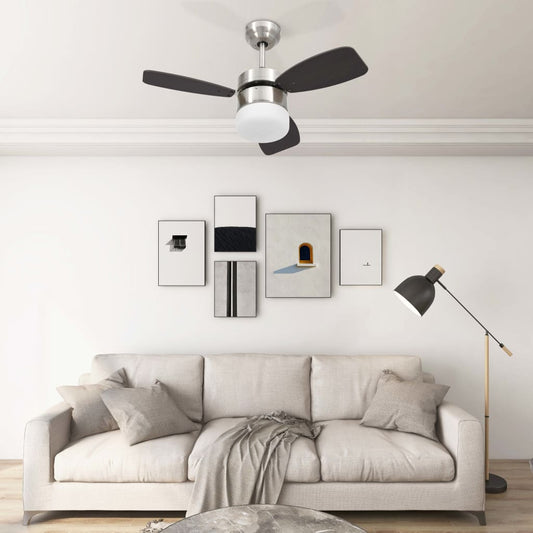 Stropní Ventilátor Světlo A Dálkový Ovladač 76 Cm Tmavě Hnědý