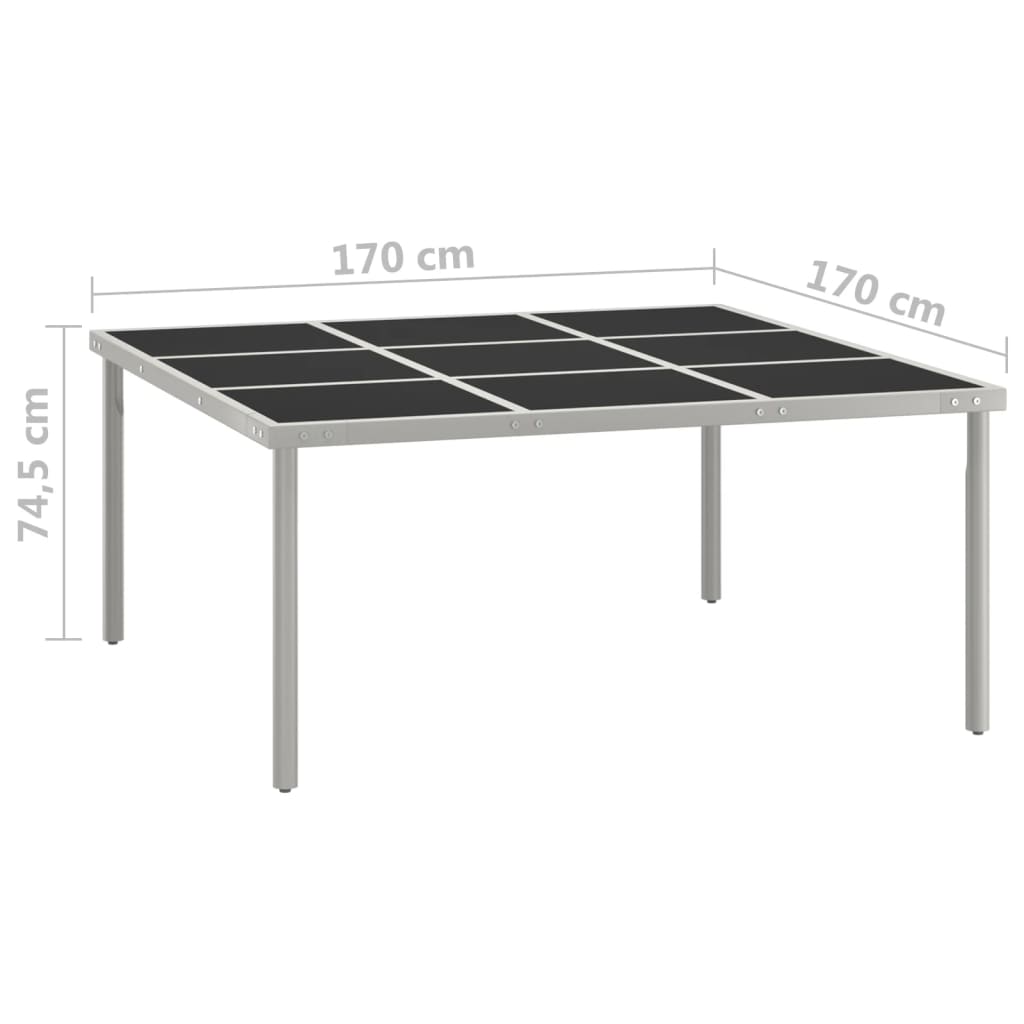 Zahradní Jídelní Stůl 170 X 170 X 74,5 Cm Sklo A Ocel