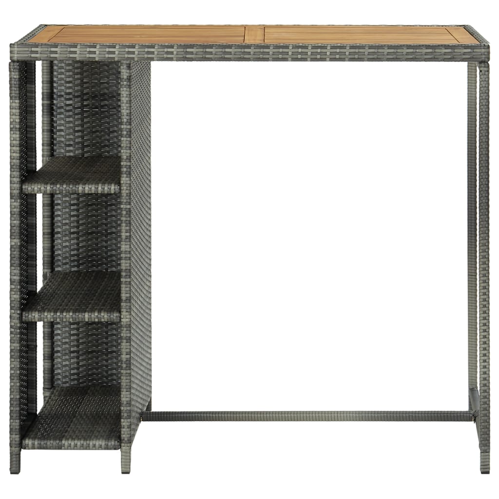 Barový Stolek S Úložným Regálem Šedý 120X60X110 Cm Polyratan