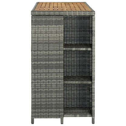 Barový Stolek S Úložným Regálem Šedý 120X60X110 Cm Polyratan