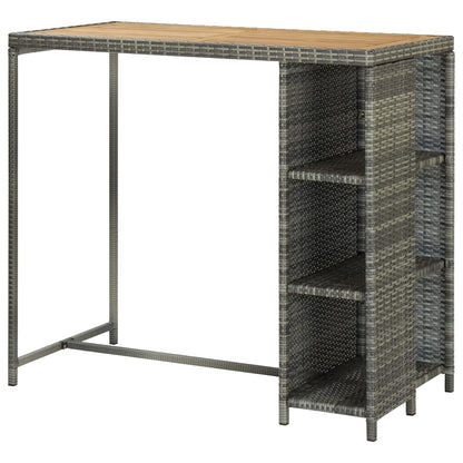 Barový Stolek S Úložným Regálem Šedý 120X60X110 Cm Polyratan
