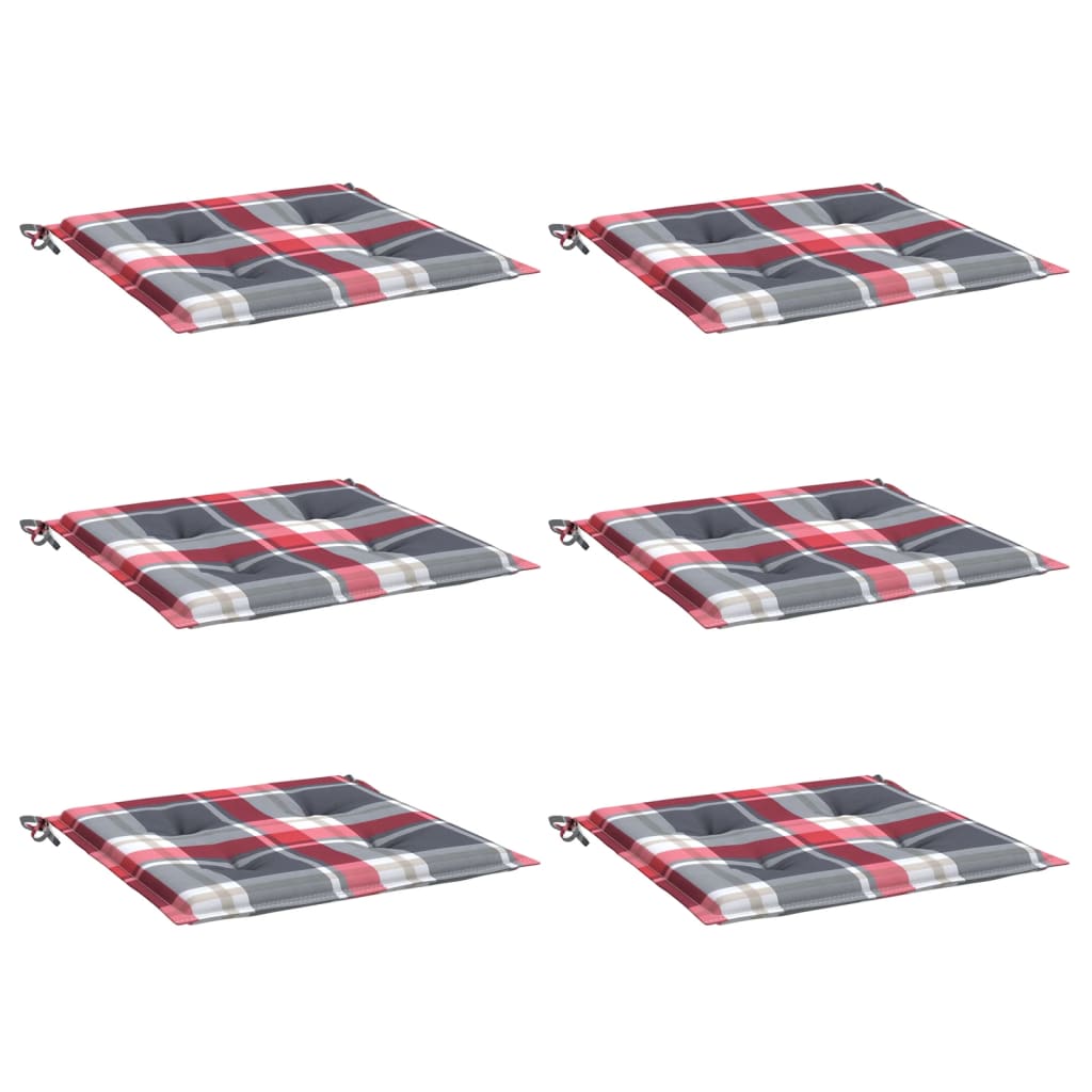 Podušky Na Zahradní Židli 6Ks Červené Kárované 40X40X3Cm Oxford Vzor Červená Kostka